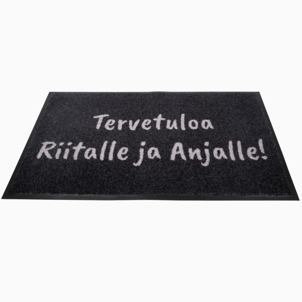 Personoitava yksivärinen kynnysmatto omalla tekstillä