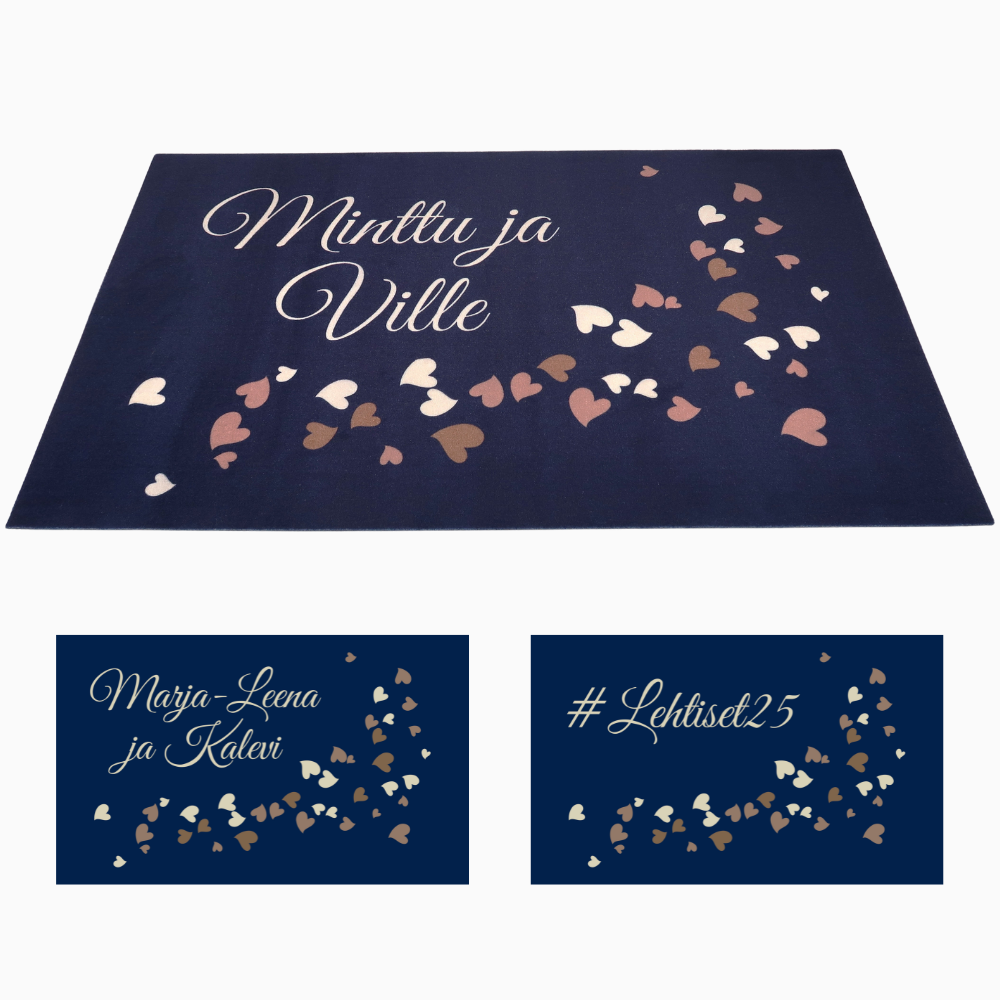 Matto juhliin omilla nimillä tai teksteillä - pienet sydämet