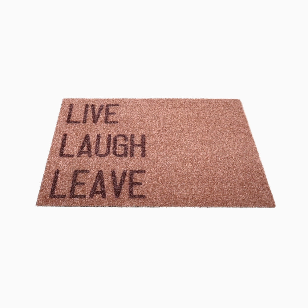 Beige ovimatto - "Live, laugh, leave"