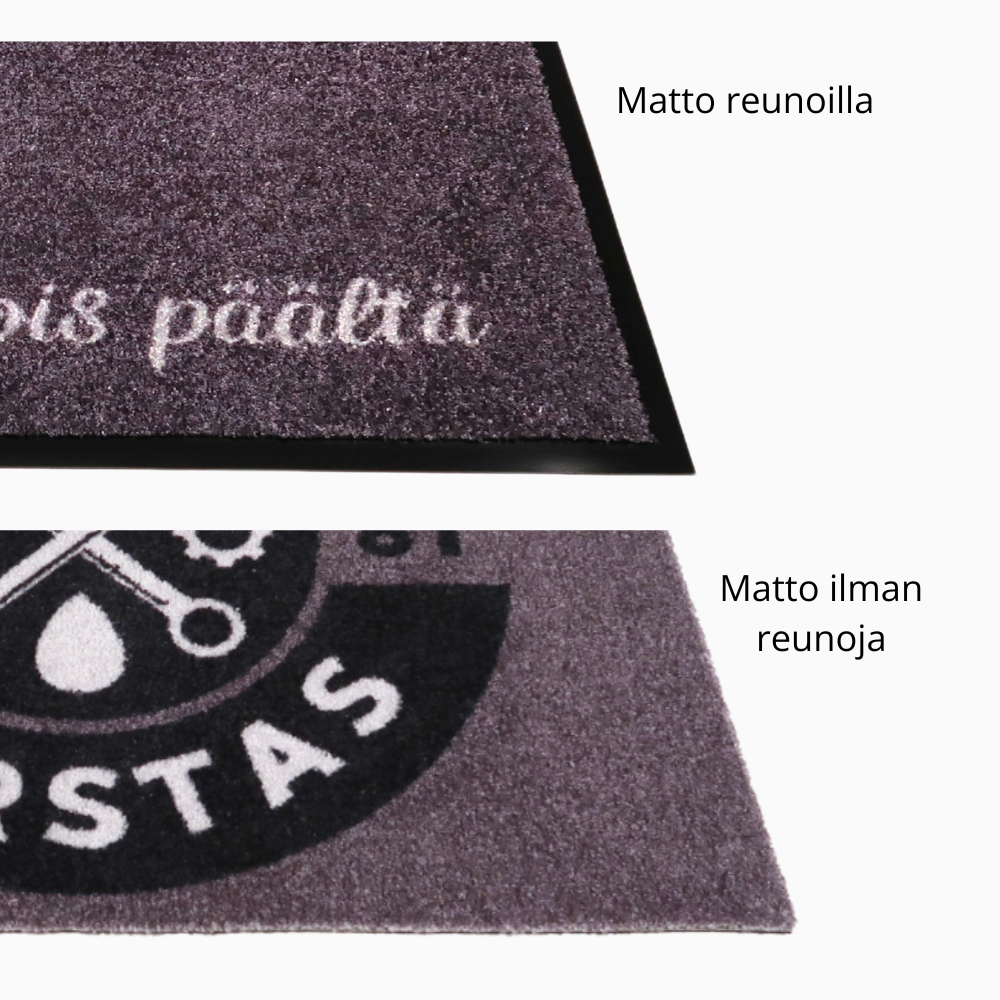 Personoitava kynnysmatto, harmaa tai ruskea - Sydämet rivissä