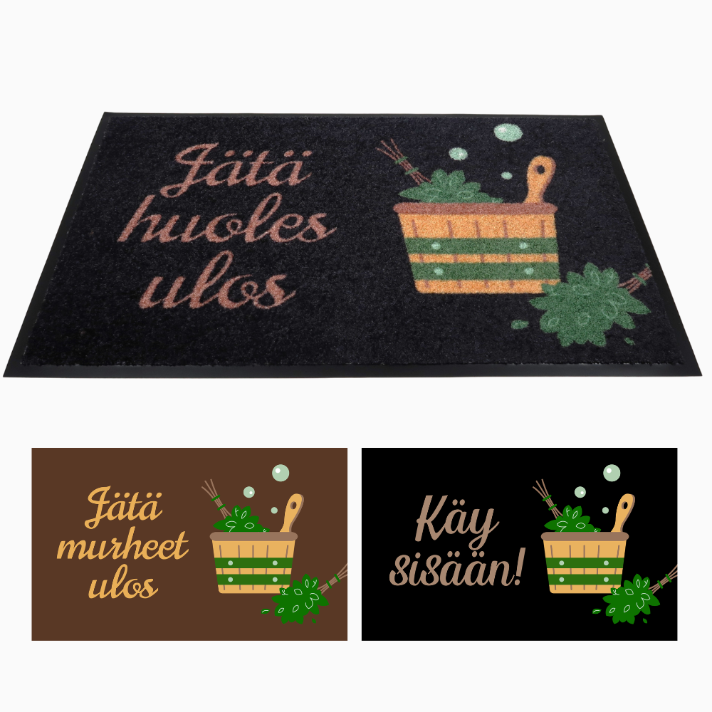 Personoitava saunan kynnysmatto - musta tai ruskea