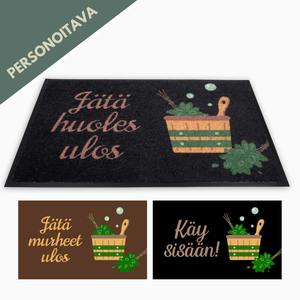 Personoitava saunan kynnysmatto - musta tai ruskea