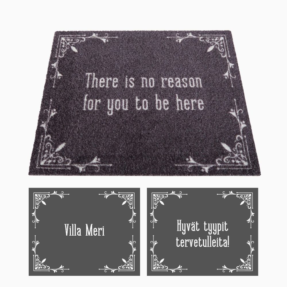 Personoitava koristeellinen ovimatto omalla tekstillä