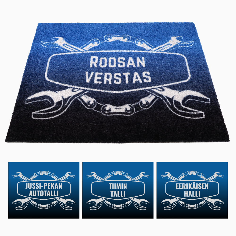 Personoitava matto omalla tekstillä tallille, hallille ja verstaalle