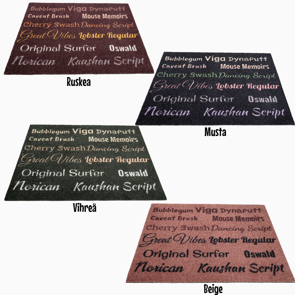 Personoitava yksivärinen kynnysmatto omalla tekstillä