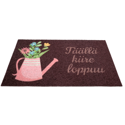 Personoitava kynnysmatto mökille tai kotiin - kukat kastelukannussa