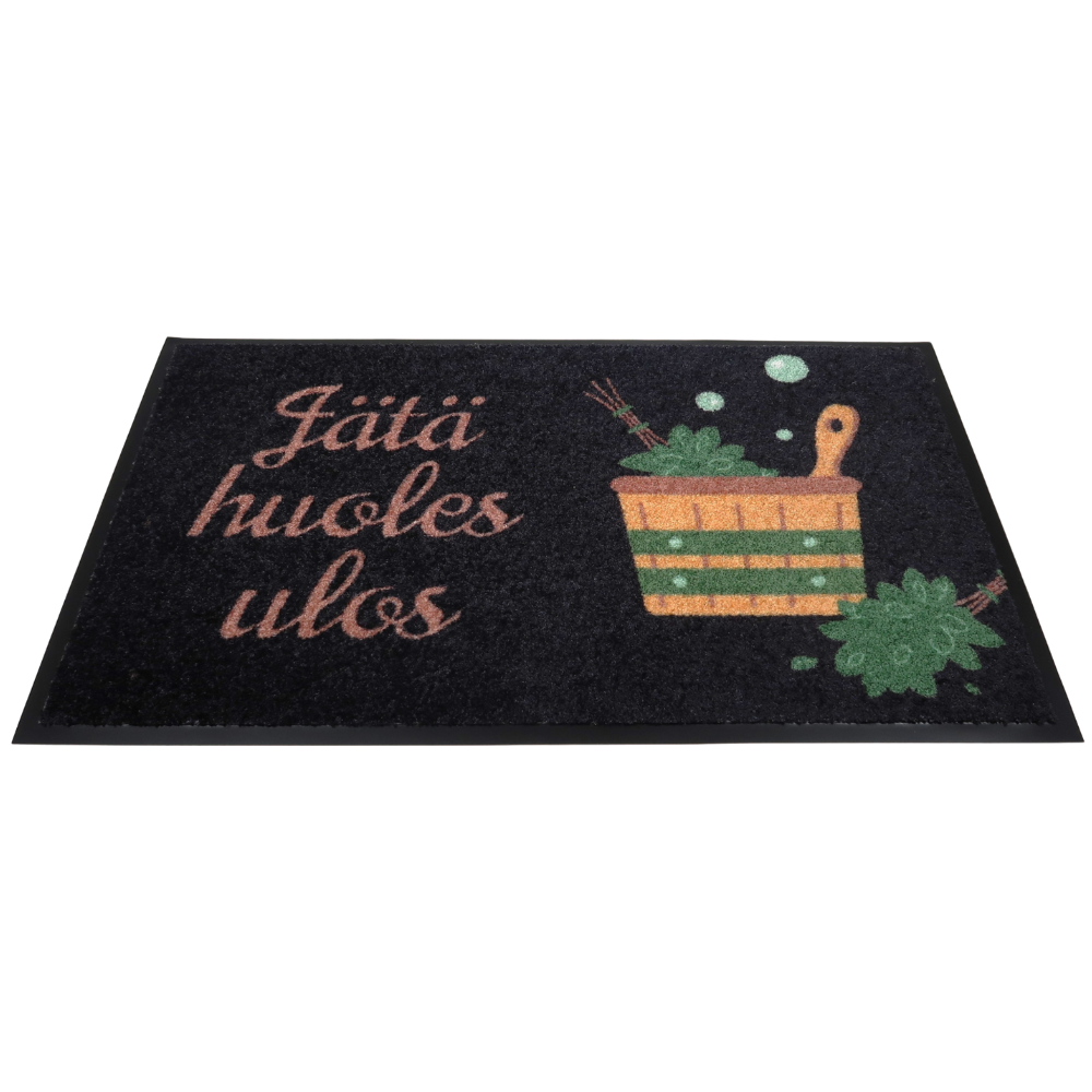 Saunan kynnysmatto, musta - Jätä huoles ulos