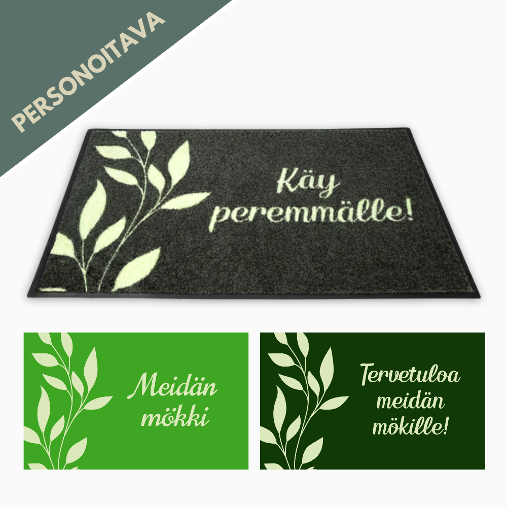 Personoitava kynnysmatto omalla tekstillä - Lehtikuvioitu