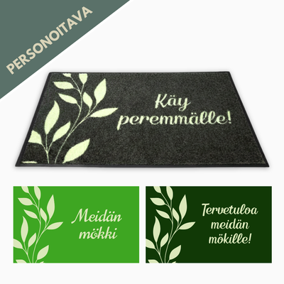 Personoitava kynnysmatto omalla tekstillä - Lehtikuvioitu