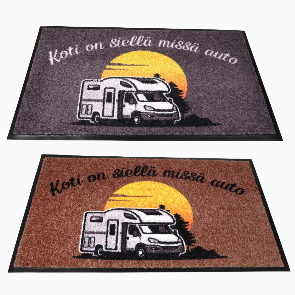 Kynnysmatto asuntoautoon - "Koti on siellä missä auto"