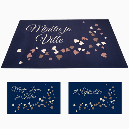 Matto juhliin omilla nimillä tai teksteillä - pienet sydämet