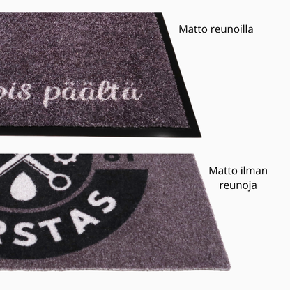 Personoitava kynnysmatto, harmaa tai ruskea - Sydämet rivissä