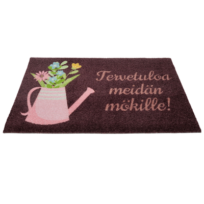 Kynnysmatto mökille, ruskea - Täällä kiire loppuu/Tervetuloa meidän mökille!