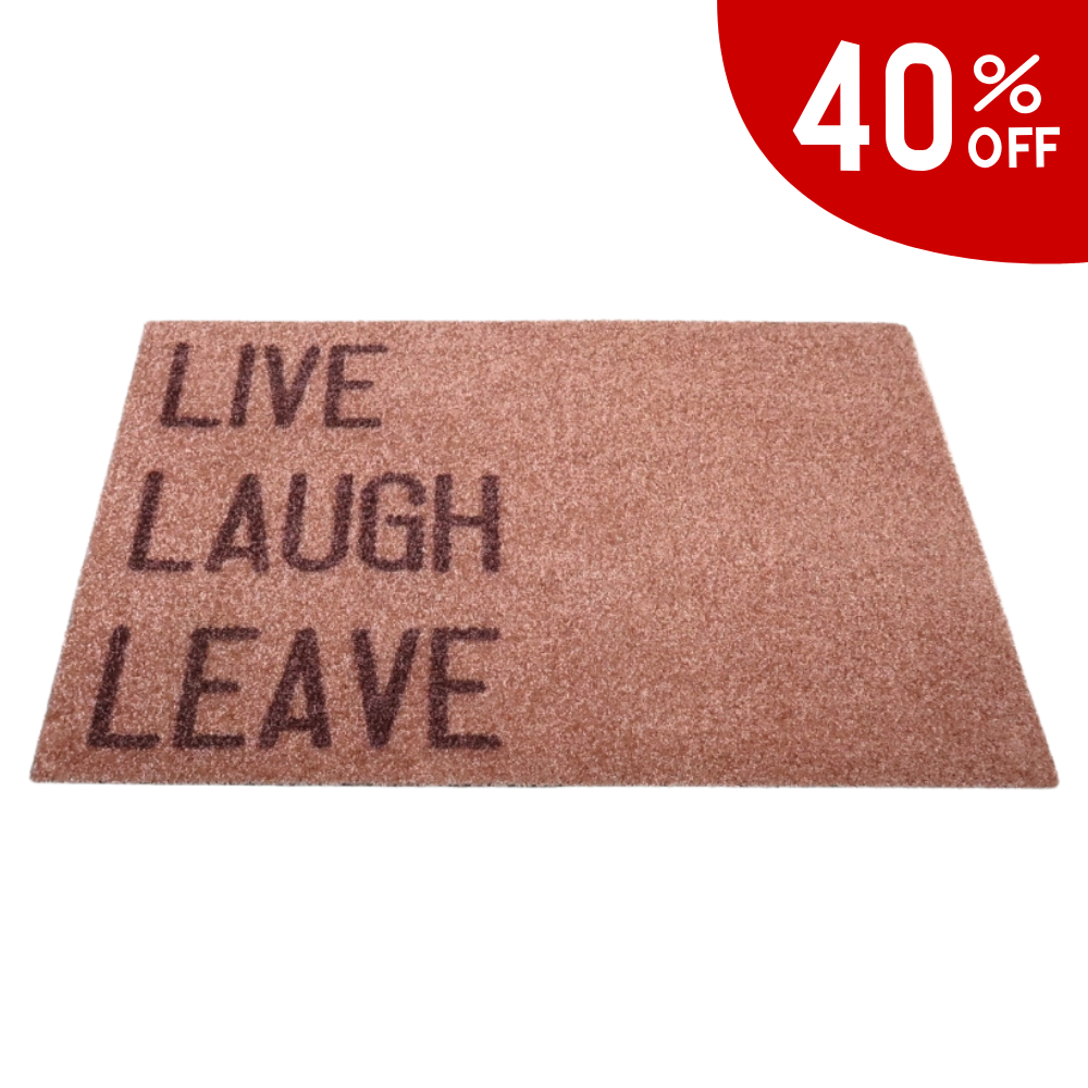 Beige ovimatto - "Live, laugh, leave" / Outlet