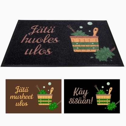 Personoitava saunan kynnysmatto - musta tai ruskea