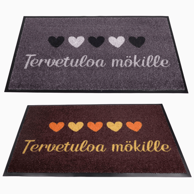 Harmaa tai ruskea matto mökille - "Tervetuloa mökille"