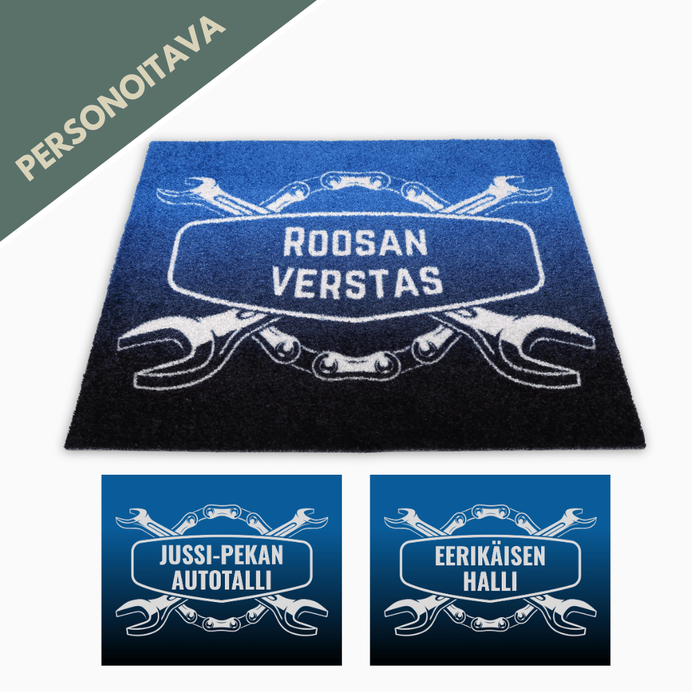 Personoitava matto omalla tekstillä tallille, hallille ja verstaalle