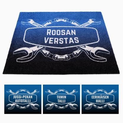 Personoitava matto omalla tekstillä tallille, hallille ja verstaalle
