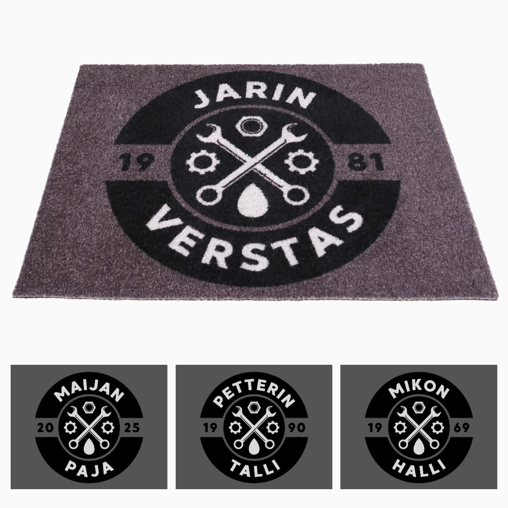 Personoitava matto tallille, pajalle tai verstaalle omalla tekstillä