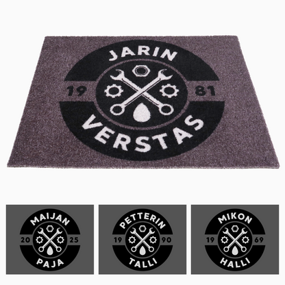Personoitava matto tallille, pajalle tai verstaalle omalla tekstillä