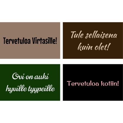 Personoitava yksivärinen kynnysmatto omalla tekstillä