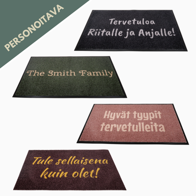 Personoitava yksivärinen kynnysmatto omalla tekstillä